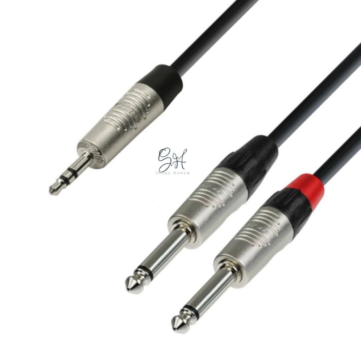 Cable audio Jack 3,5 mm vers 2 Jack 6,5 mm - 1,5 m